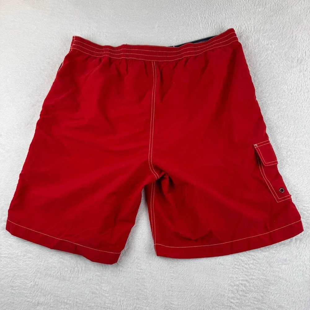 Vintage Polo Ralph Lauren Swim Trunks Men XL Red Board Shorts Cargo Pocket Nylon